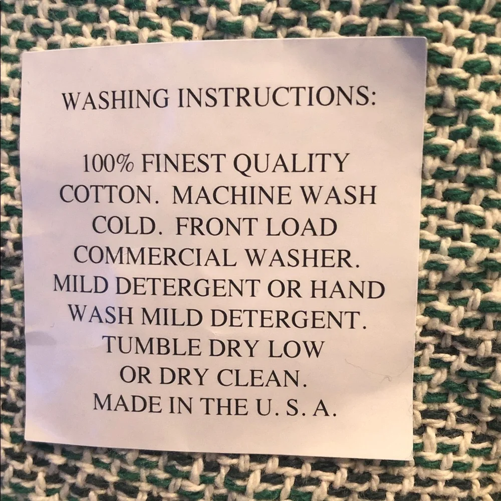 Green Cream Squares 100% Finest Quality Cotton Throw / Bedspread Blanket 50